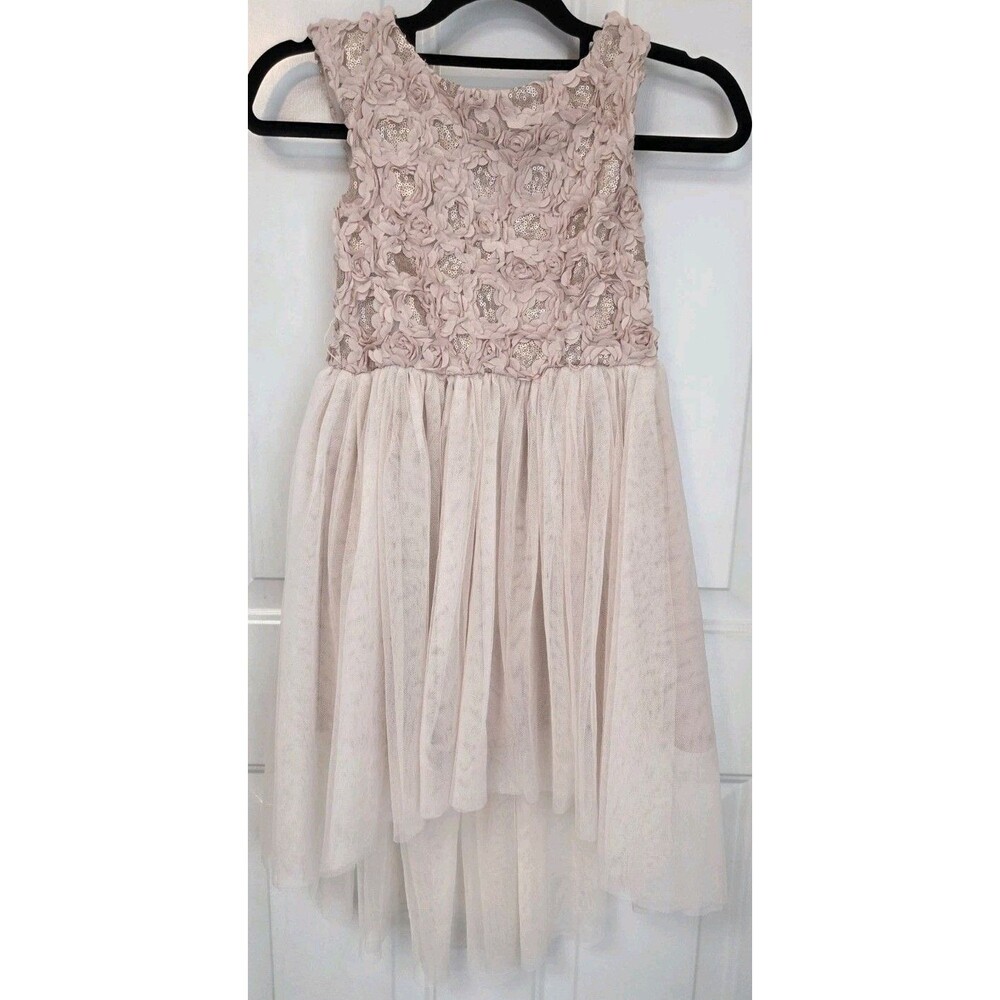 Zunie floral tulle dress w/ a high-low hem & sequined bodice - Girl Size 10